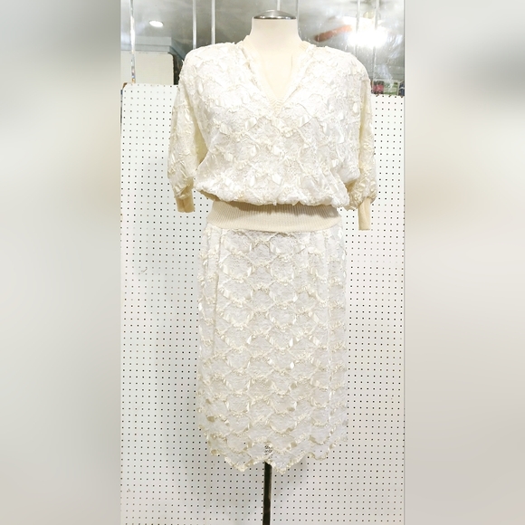 Helena Embellished Cream Midi Pencil Dress For Events